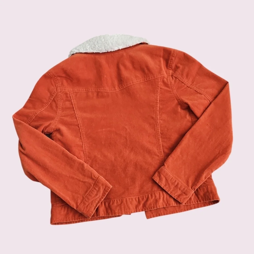 GB Girls Corduroy Jacket Size Small Orange White Sherpa